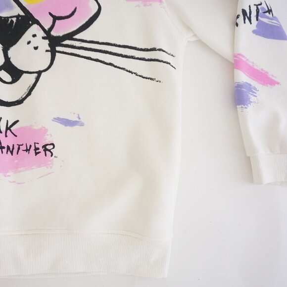 Zara Pink Panther Collab White Pink Paint Splatter Crewneck Sweater S - Picture 4 of 12